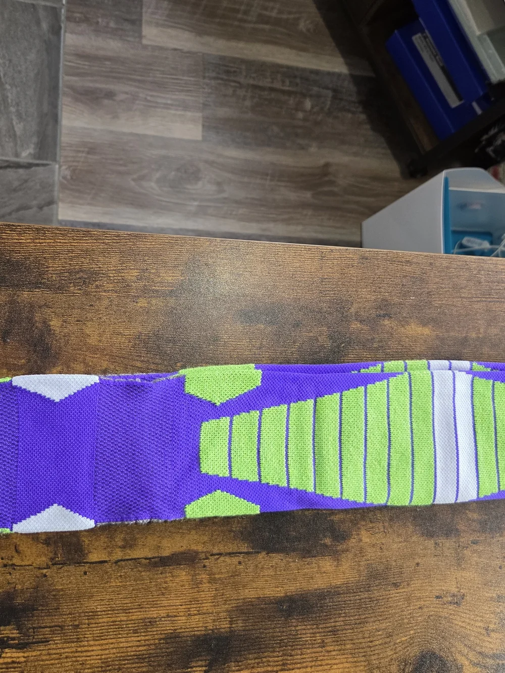 Men's Purple Athletic Crew Socks with Green Accents